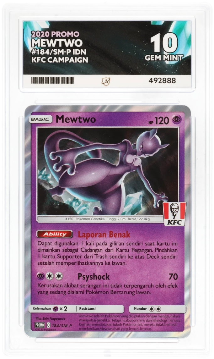 Ace 10 - Mewtwo #184/SM-P KFC Promo - Indonesian - Pokemon Card