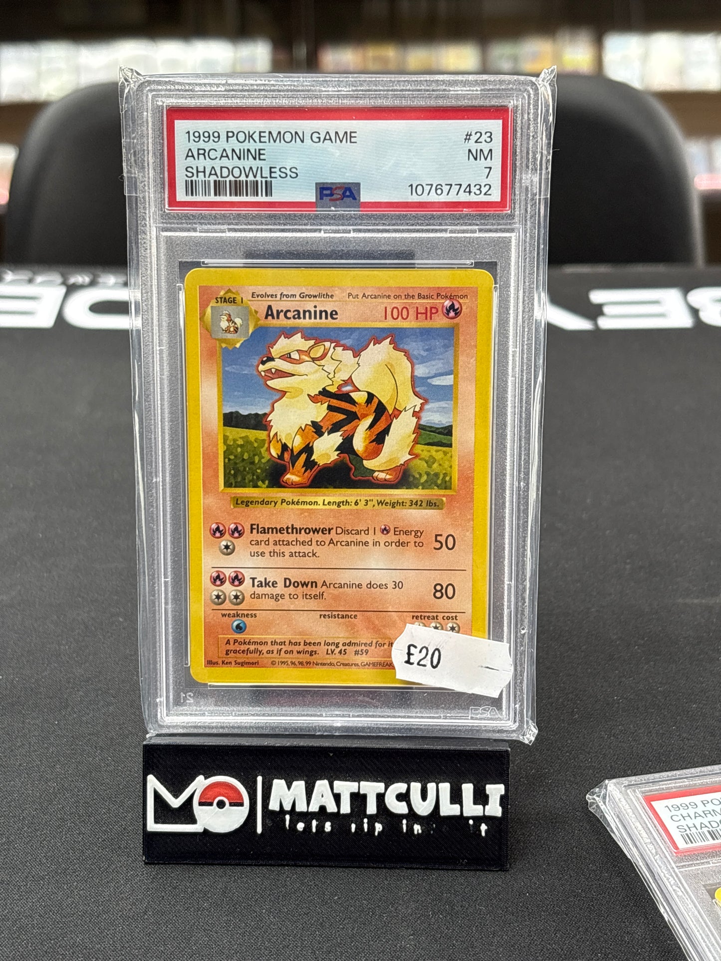 PSA 7 - Arcanine #23 - Shadowless - Base Set