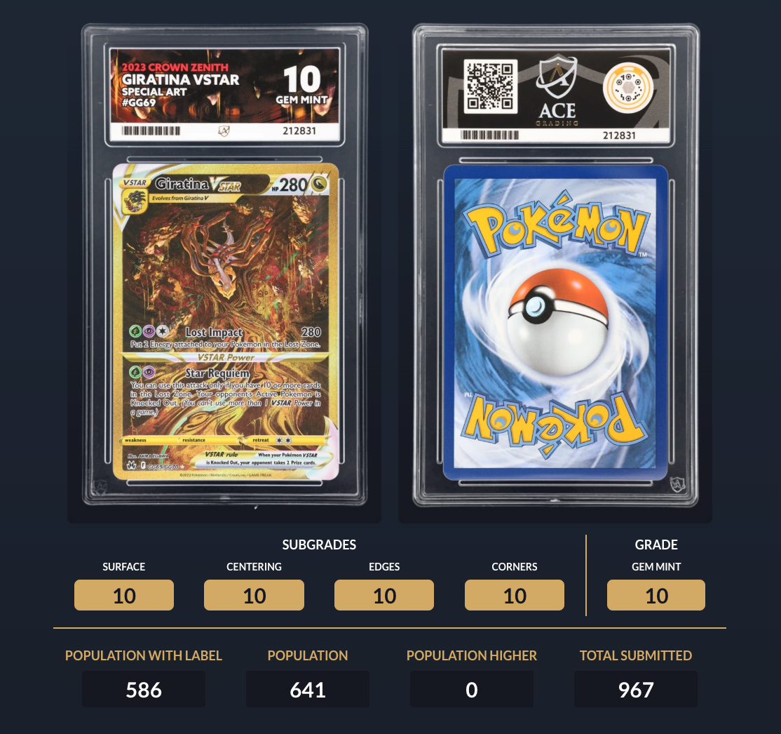 Ace 10 - Giratina VSTAR #GG69 - Crown Zenith - Pokemon Card