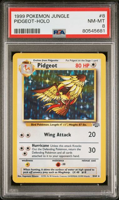 PSA 8 - Pidgeot #8 - Jungle - Pokemon Card - Alex