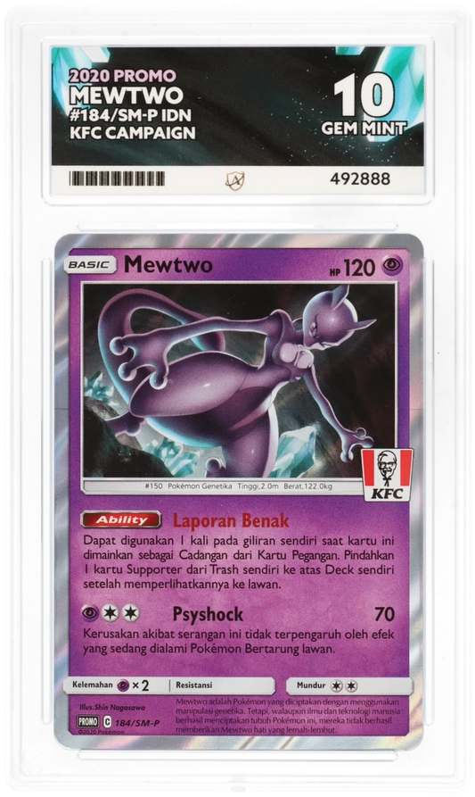 Ace 10 - Mewtwo #184/SM-P KFC Promo - Indonesian - Pokemon Card
