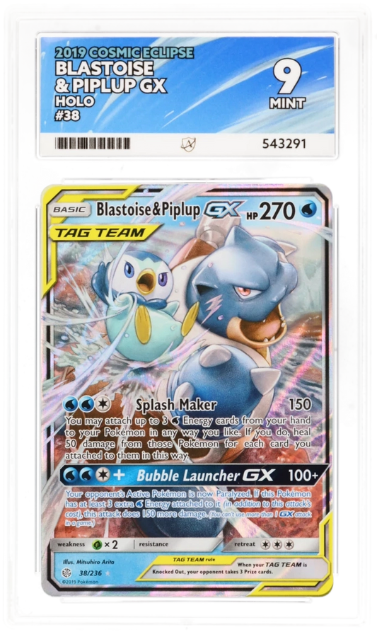 Ace 9 - Blastoise & Piplup GX Tag Team #38 - Pokemon Card