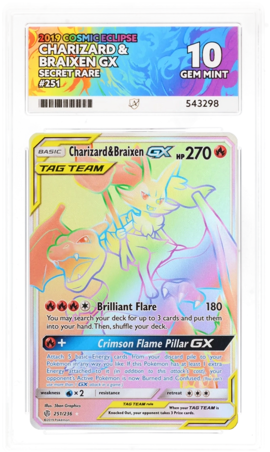 Ace 10 - Charizard & Braixen GX #251 Tag Team - Pokemon Card