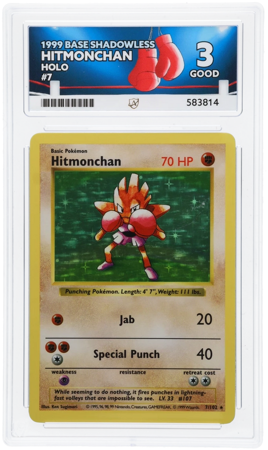 Ace 3 - Hitmonchan #7 Shadowless - Pokemon Card