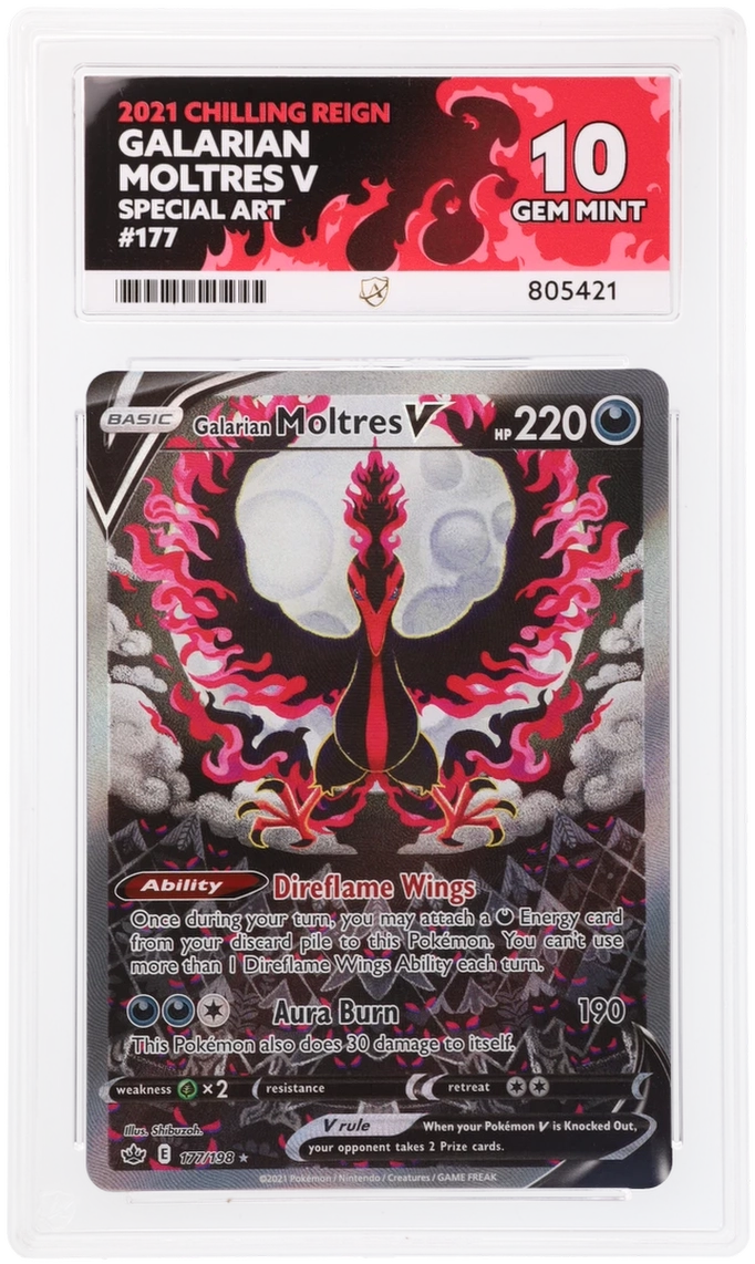 Ace 10 - Galarian Moltres V #177- Chilling Reign - Pokemon Card