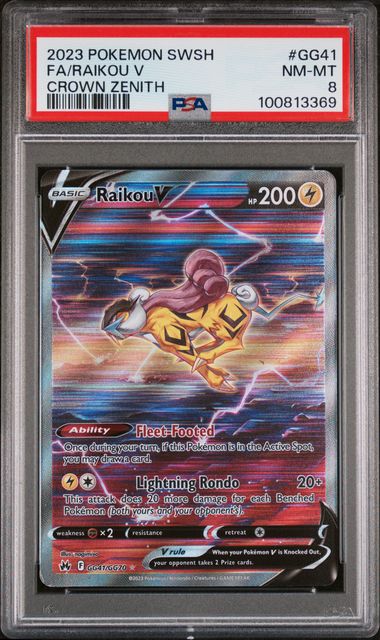 PSA 8 - Raikou V #GG41 - Crown Zenith - Pokemon Card