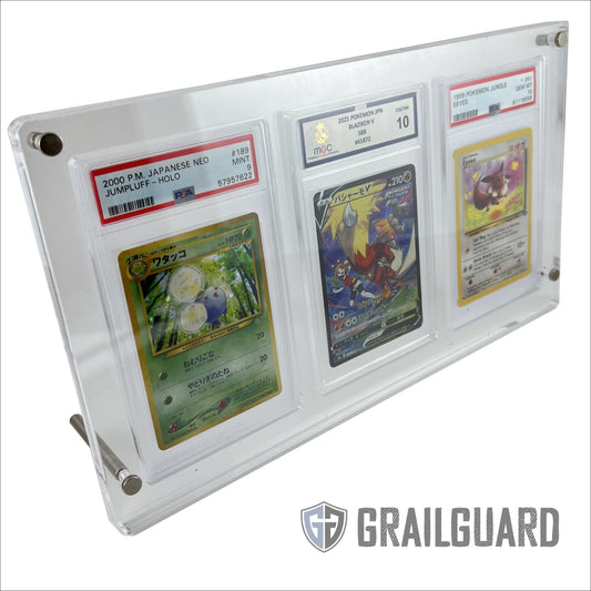 Triple Graded Card Premium Acrylic Standing Display Frame Case PSA CGC MGC GG - GrailGuard