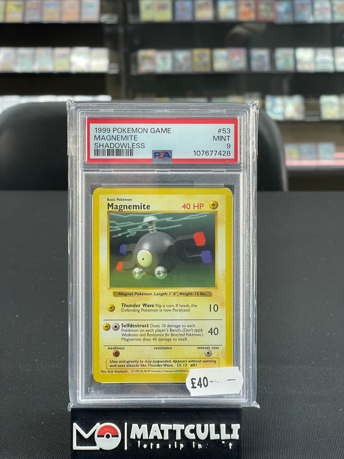PSA 9 - Magnemite #53 - Shadowless - Base Set