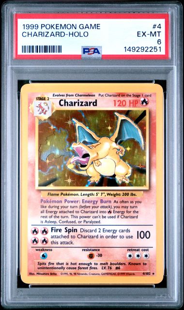 PSA 6 - Charizard #4 - Base Set - Pokemon Card - Alex