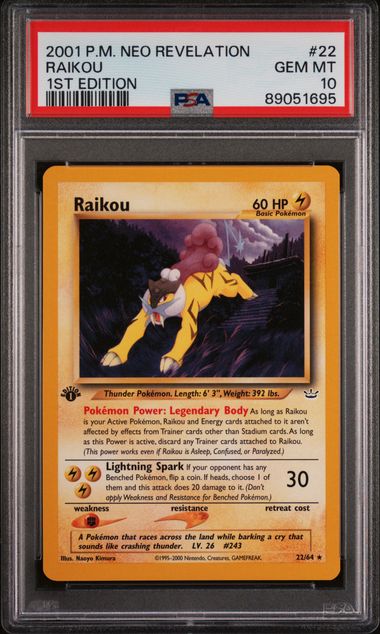 PSA 10 - Raikou Neo Revelation #22 1st Edition - Pokemon Card