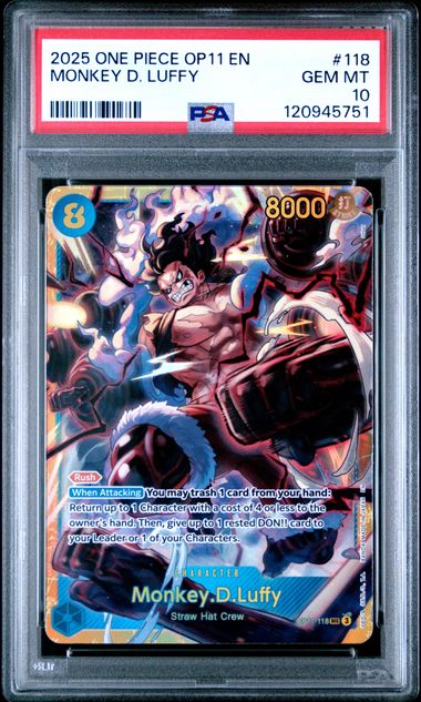 PSA 10 - Monkey D. Luffy - 118 - OP11 - One Piece Card - J